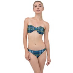 Playing With Plaid Kitten (blue) Pattern Classic Bandeau Bikini Set by emilyzragz