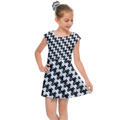 Massaging Kitties Houndstooth Pattern Kids Cap Sleeve Dress by emilyzragz