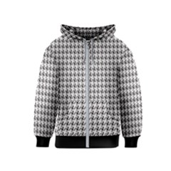 Luv Machine Robot Houndstooth Pattern Grey Kids  Zipper Hoodie by emilyzragz