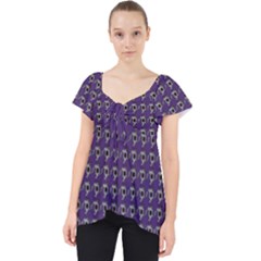 Luv Machine Robot Houndstooth Pattern Purple Lace Front Dolly Top by emilyzragz