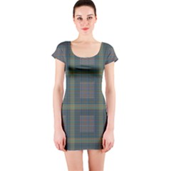 Plaid Pencil Crayon Pattern Short Sleeve Bodycon Dress by emilyzragz