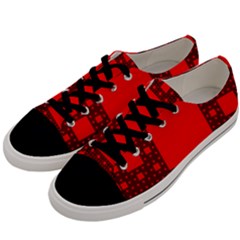 Red Sierpinski Carpet Plane Fractal Men s Low Top Canvas Sneakers by Sapixe