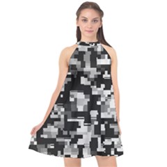 Noise Texture Graphics Generated Halter Neckline Chiffon Dress  by Sapixe