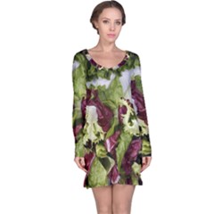 Salad Lettuce Vegetable Long Sleeve Nightdress by Sapixe