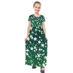 Christmas Star Advent Background Kids  Short Sleeve Maxi Dress by Sapixe