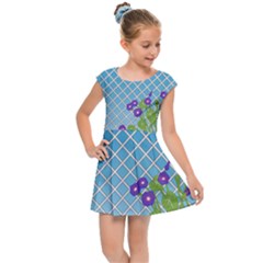 Morning Glory Argyle (blue Sky) Pattern Kids Cap Sleeve Dress by emilyzragz