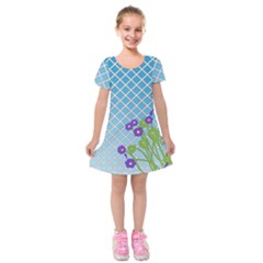 Morning Glory Argyle (blue Sky) Pattern Kids  Short Sleeve Velvet Dress by emilyzragz