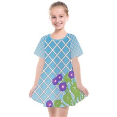 Morning Glory Argyle (blue Sky) Pattern Kids  Smock Dress by emilyzragz