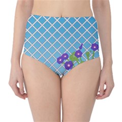 Morning Glory Argyle (blue Sky) Pattern Classic High-waist Bikini Bottoms by emilyzragz