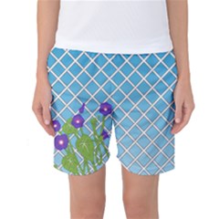 Morning Glory Argyle (blue Sky) Pattern Women s Basketball Shorts by emilyzragz