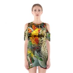 Flower Color Nature Plant Crafts Shoulder Cutout One Piece Dress by Sapixe