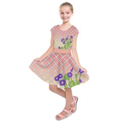 Morning Glory Argyle (blue Sky) Pattern Kids  Short Sleeve Dress by emilyzragz