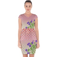 Morning Glory Argyle (sunset) Pattern Capsleeve Drawstring Dress  by emilyzragz