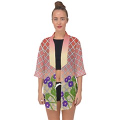 Morning Glory Argyle (sunset) Pattern Open Front Chiffon Kimono by emilyzragz