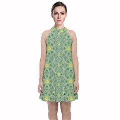 Summer Fantasy Apple Bloom In Seasonal Nature Velvet Halter Neckline Dress  by pepitasart