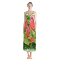 Figure Watercolor Art Nature Button Up Chiffon Maxi Dress by Sapixe