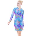 Background Drips Fluid Colorful Button Long Sleeve Dress View1