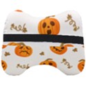 Funny Spooky Halloween Pumpkins Pattern White Orange Head Support Cushion View2