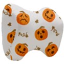 Funny Spooky Halloween Pumpkins Pattern White Orange Head Support Cushion View3