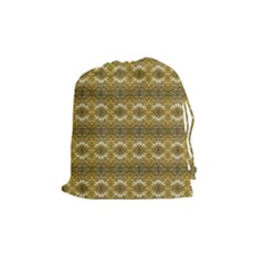 Golden Ornate Pattern Drawstring Pouch (medium) by dflcprintsclothing