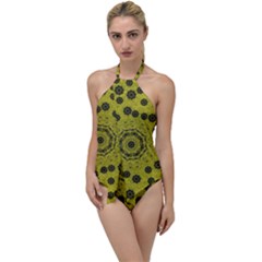 Gold For Golden People And Flowers Go With The Flow One Piece Swimsuit by pepitasart