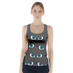 Blue Eyes Pattern Racer Back Sports Top by Valentinaart