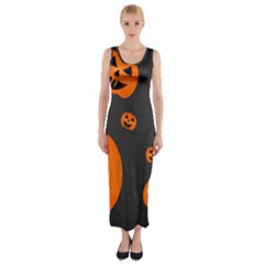 Halloween Pumpkin Autumn Fall Fitted Maxi Dress by Sapixe