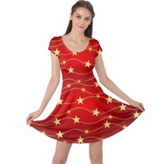 Stars Background Christmas Decoration Cap Sleeve Dress by Sapixe