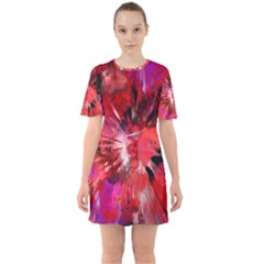 Color Abstract Background Textures Sixties Short Sleeve Mini Dress by Sapixe