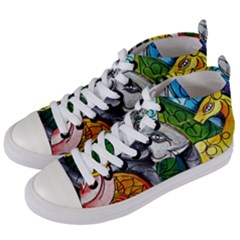 Graffiti The Art Of Spray Mural Women s Mid-top Canvas Sneakers by Sapixe