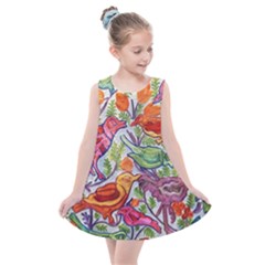 Art Flower Pattern Background Kids  Summer Dress by Sapixe