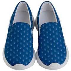 Quebec French Royal Fleur De Lys Elegant Pattern Blue Blue Quebec Fleur De Lys Pattern Blue Kid s Lightweight Slip Ons by Quebec