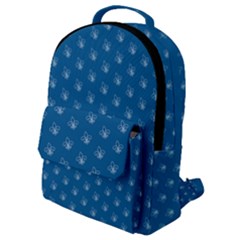 Quebec French Royal Fleur De Lys Elegant Pattern Blue Blue Quebec Fleur De Lys Pattern Blue Flap Pocket Backpack (small) by Quebec