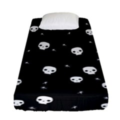 Pattern Skull Stars Halloween Gothic On Black Background Fitted Sheet (single Size) by genx