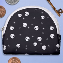 Pattern Skull Stars Halloween Gothic On Black Background Horseshoe Style Canvas Pouch by genx