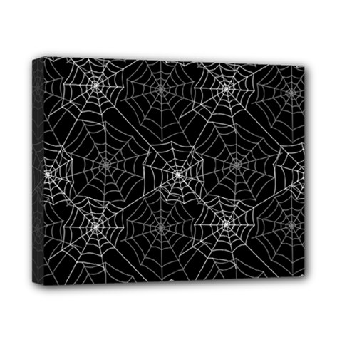 Pattern Spiderweb Halloween Gothic On Black Background Canvas 10  X 8  (stretched) by genx