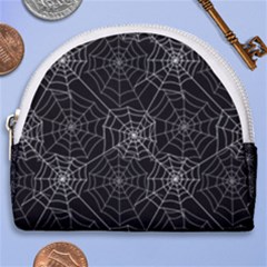 Pattern Spiderweb Halloween Gothic On Black Background Horseshoe Style Canvas Pouch by genx