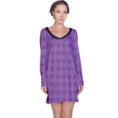 Pattern Spiders Purple And Black Halloween Gothic Modern Long Sleeve Nightdress by genx