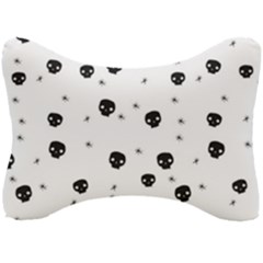 Pattern Skull Stars Handrawn Naive Halloween Gothic Black And White Seat Head Rest Cushion by genx