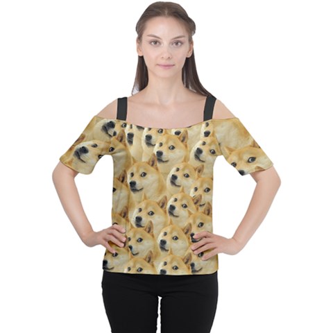 Doge Meme Doggo Kekistan Funny Pattern Cutout Shoulder Tee by snek