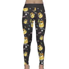 Doge Much Thug Wow Pattern Funny Kekistan Meme Dog Black Background Classic Yoga Leggings by snek