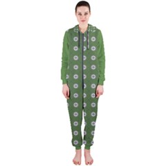 Logo Kekistan Pattern Elegant With Lines On Green Background Hooded Jumpsuit (ladies) by snek