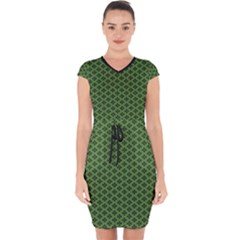 Logo Kek Pattern Black And Kekistan Green Background Capsleeve Drawstring Dress  by snek