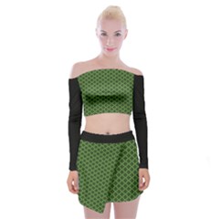 Logo Kek Pattern Black And Kekistan Green Background Off Shoulder Top With Mini Skirt Set by snek