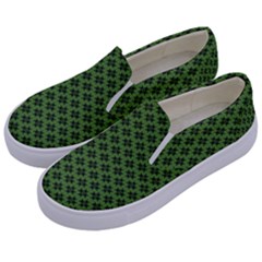 Logo Kek Pattern Black And Kekistan Green Background Kids  Canvas Slip Ons by snek