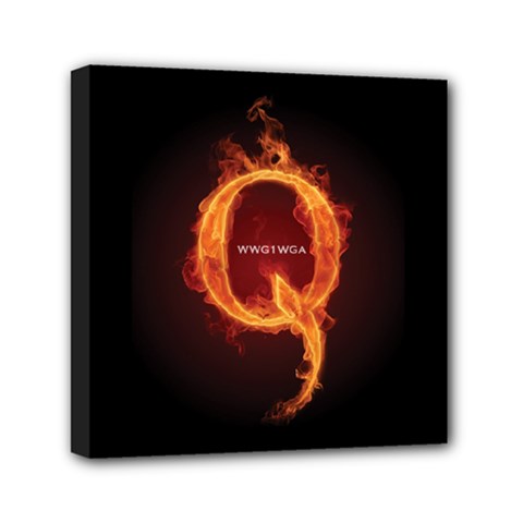 Qanon Letter Q Fire Effect Wwgowga Wwg1wga Mini Canvas 6  X 6  (stretched) by snek