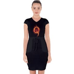 Qanon Letter Q Fire Effect Wwgowga Wwg1wga Capsleeve Drawstring Dress  by snek