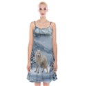 Wonderful Arctic Wolf In The Winter Landscape Spaghetti Strap Velvet Dress View1