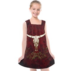 Awesome Cow Skeleton Kids  Cross Back Dress by FantasyWorld7