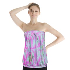 Hot Pink And White Peppermint Twist Flower Petals Strapless Top by myrubiogarden